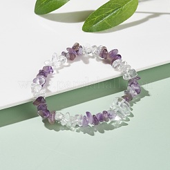 Bracelet extensible en perles de cristal d'améthyste et de quartz naturel pour femme&nbsp;BJEW-AL00003-18
