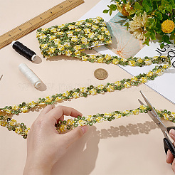 Garniture en dentelle de polyester brodée de fleurs 3D&nbsp;SRIB-WH0011-141C