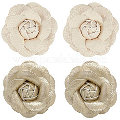 4 Stück Schuhdekoration aus Kunstleder mit Blumenmotiv in 2 verschiedenen Ausführungen&nbsp;AJEW-CL0005-01B