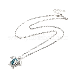 Ожерелье с подвеской в виде морских черепах с аквамарином и стразами для женщин&nbsp;LS-NJEW-I113-02P