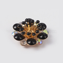 Impostazioni strass cabochon smalto fiore in ottone&nbsp;X-KK-K114-FGM-G