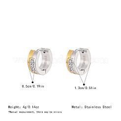 Pendientes de aro de acero inoxidable 304 bicolor con circonitas cúbicas micro pavé para mujer.&nbsp;CI7583
