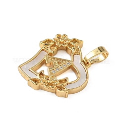 Латунь микропаве фианиты с подвесками-ракушками&nbsp;KK-Z115-14G