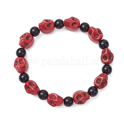 Синтетический бирюзовые бисером браслеты простирания&nbsp;BJEW-JB12093-02