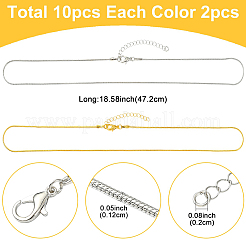 10 шт. 5-цветная 1.2-миллиметровая латунная круглая цепочка-змейка для изготовления ожерелья&nbsp;MAK-YW0001-26