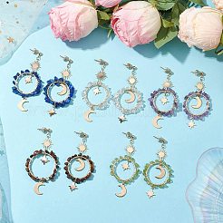 Винтажные серьги-пусеты из смешанного камня из натурального камня&nbsp;EJEW-JE05806