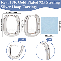 1 пара 925 серег-колец из стерлингового серебра&nbsp;EJEW-BBC0001-83P