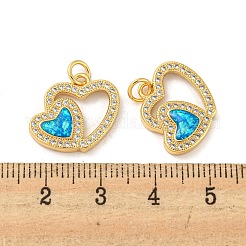 Valentinstag Messing Micro Pavé Zirkonia mit synthetischen Opal Anhängern&nbsp;KK-D096-02B-G