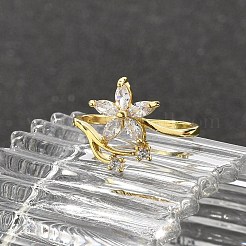 Gestellplattierung Messing Mikropflaster Zirkonia Fingerringe für Frauen&nbsp;LS-RJEW-M027-01G-01