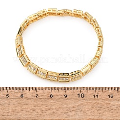 Rechteckige Gliederarmbänder aus Messing mit Mikropavé-Fassung aus klaren Zirkonia für Damen&nbsp;BJEW-F530-03G