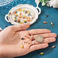 50 шт. 5-цветные гальванизированные стеклянные граненые прямоугольные соединительные подвески&nbsp;KK-TA0003-31