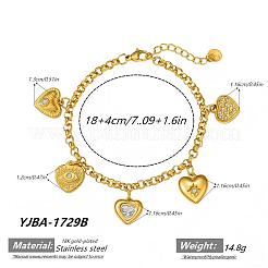 Armbänder mit Herzanhängern aus 304er Edelstahl und klaren Zirkonia im Pavé-Stil für Damen&nbsp;WG681EF-01