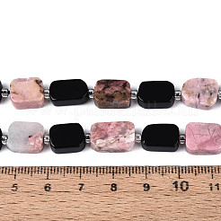 Нити из натуральных бусин обсидиана и родонита&nbsp;G-N358-02A-04