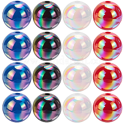 100 pièce de perles acryliques opaques à placage UV de 4 couleurs&nbsp;OACR-SP0002-31