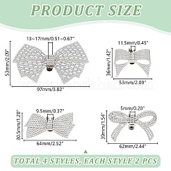 8 шт. 4 стиля бант из сплава со стразами для украшения обуви&nbsp;AJEW-GA0006-99