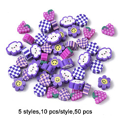 50шт 5 стиля ручной работы бусины из полимерной глины&nbsp;CLAY-FP0001-18