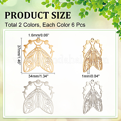 12 шт. подвески из нержавеющей стали 201 двух цветов&nbsp;STAS-DC0012-21