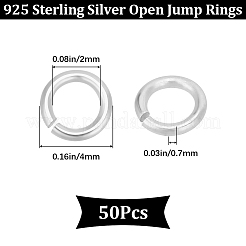 50 шт. 925 открытых кольца из стерлингового серебра&nbsp;STER-BBC0006-18A