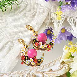 2 шт. подвесные украшения из акрила и смолы с имитацией жемчуга и сплава&nbsp;HJEW-TAC0115