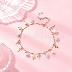 3 шт. 3 стиля браслетов на ногу с натуральным аквамарином&nbsp;AJEW-AN00716