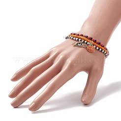 Set di braccialetti elastici con perline in vetro stile 3 pz 3&nbsp;BJEW-JB09933