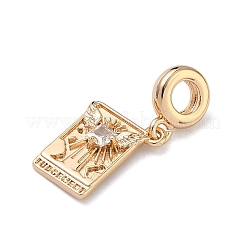 Подвески в виде карт Таро из латуни с прозрачными кубическими циркониями&nbsp;KK-C168-10G