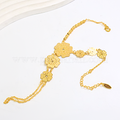 Braccialetti vintage da donna con catena a maglie e anello a forma di fiore cavo a un petalo in ottone intagliato.&nbsp;FB4811-1