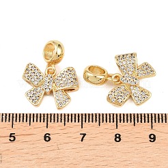 Charms pendenti europei in ottone con micro pavé di zirconi cubici&nbsp;ZIRC-E163-15G
