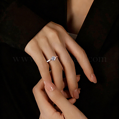 Rhodinierte 925 Sterling Silber Verlobungs-Solitärring-Fassungen&nbsp;STER-DC0001-99