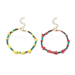 Браслеты из натуральных пресноводных ракушек и стеклянных бусин для женщин&nbsp;BJEW-MZ00258