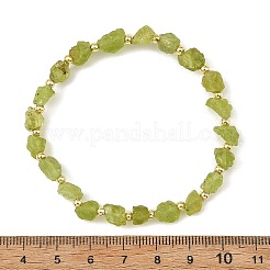 Braccialetti elasticizzati rotondi con peridoto naturale grezzo e ematite sintetica non magnetica galvanizzata&nbsp;BJEW-JB14392