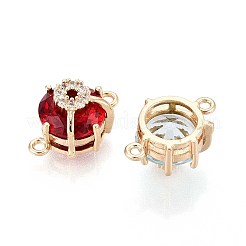 Полукруглые подвески-соединители из латуни с паве из кубического циркония&nbsp;KK-T078-28G