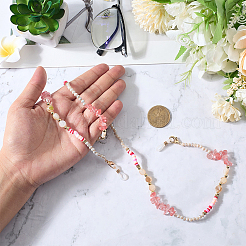 1шт полимерная глина со сплавом и кристаллами шейный ремешок для очков&nbsp;AJEW-CN0005-04B