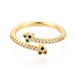 Манжеты из латуни с микро паве кубический цирконий для женщин&nbsp;KK-T071-78G