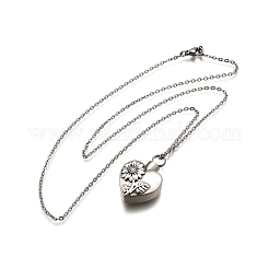 Colliers avec pendentif en forme de cercueil cinéraire en forme de cœur et de tournesol en acier inoxydable 304&nbsp;NJEW-V002-03P