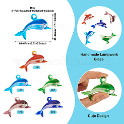5 шт. 5-х цветные большие подвески ручной работы в технике лэмпворк&nbsp;LAMP-TA0001-68
