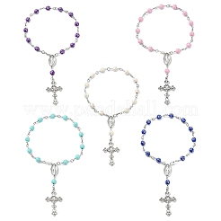 Bracciali con ciondolo in acrilico rotondo con motivo a croce per le donne&nbsp;BJEW-JB11347
