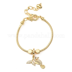 Seepferdchen-Armbänder aus Messing mit Mikropavé-Fassung aus klaren Zirkonia&nbsp;BJEW-H640-05B-G