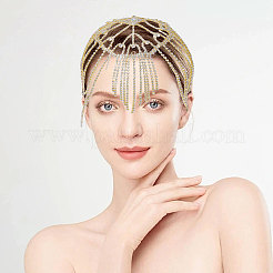 Шляпа-цепочка для волос с кисточками и металлическими стразами для невесты&nbsp;DIY-WH0504-183