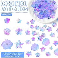 90pcs 6 Arten transparente Glasperlen&nbsp;GLAA-YW0005-88