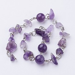 Fatti a mano catene naturali perline di ametista per collane bracciali fare&nbsp;AJEW-JB00248-03