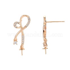 Латунные микро-паве прозрачные серьги-гвоздики из циркония&nbsp;KK-S364-133