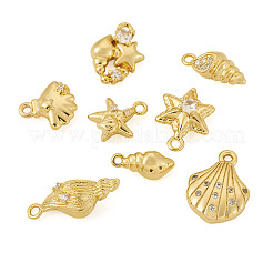 8 шт. 8 стиля подвески из латуни с микропаве из кубического циркония на тему океана&nbsp;KK-TA0003-32