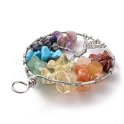 Большие подвески из медной проволоки из натурального и синтетического гместона&nbsp;PALLOY-JF01433-03