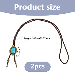 2 collana ovale in lega con pietre preziose sintetiche&nbsp;NJEW-DC0001-29