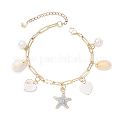 Pulseras con dijes de concha de agua dulce natural y esmalte de aleación&nbsp;BJEW-JB12214-02