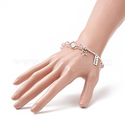 Juego de pulseras elásticas con cuentas de piedra lunar sintética y cuarzo de fresa natural de 2 estilos 2 Uds.&nbsp;BJEW-TA00240
