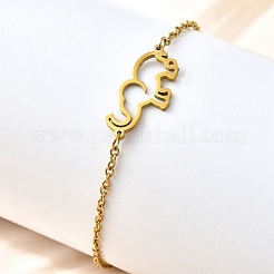 201 браслет из нержавеющей стали в форме слона&nbsp;BJEW-B128-02G