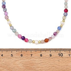 Gefärbte und erhitzte facettierte runde Halsketten aus natürlichem Achat und Süßwasserzuchtperlen für Damen&nbsp;NJEW-JN06240-02