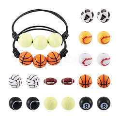 54 шт. 9 стиля непрозрачные акриловые бусины на спортивную тематику&nbsp;RESI-BT0001-28